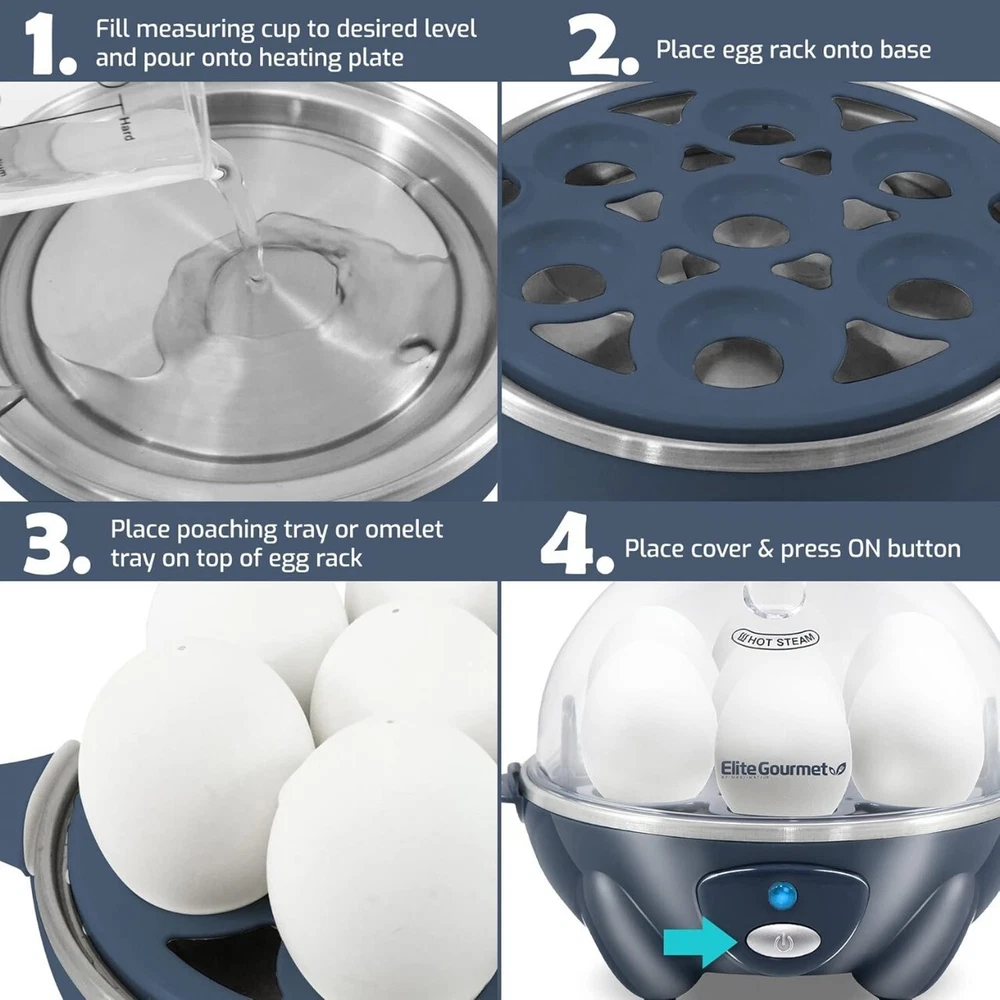 7-Egg Rapid Electric Egg Cooker for Hard-Boiled & Poached 7-Egg Rapid Electric Egg Cooker for Hard-Boiled & Poached