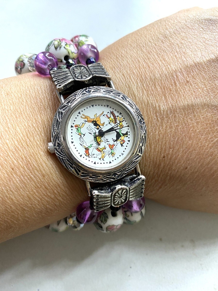 3.332 Vintage ladies watch, bracelet beads, cloisonne, working