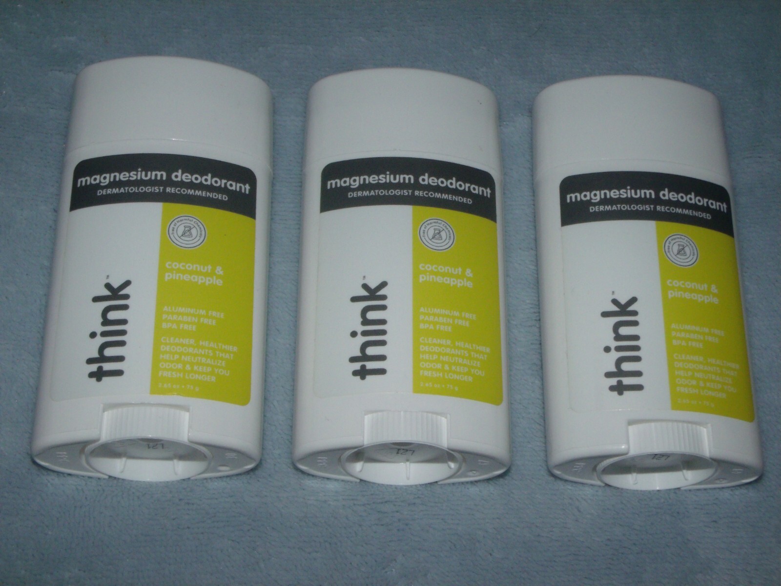 Think Magnesium Deodorant, COCONUT & PINEAPPLE 2.65 oz lot of 3 eBay