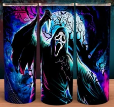 Scream Ghostface Horror Slasher Cup Tumbler 20oz with lid and straw