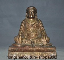 7.2'' Ancient Tibet temple bronze Gilt Tsongkhapa Master Shamanism Buddha Statue