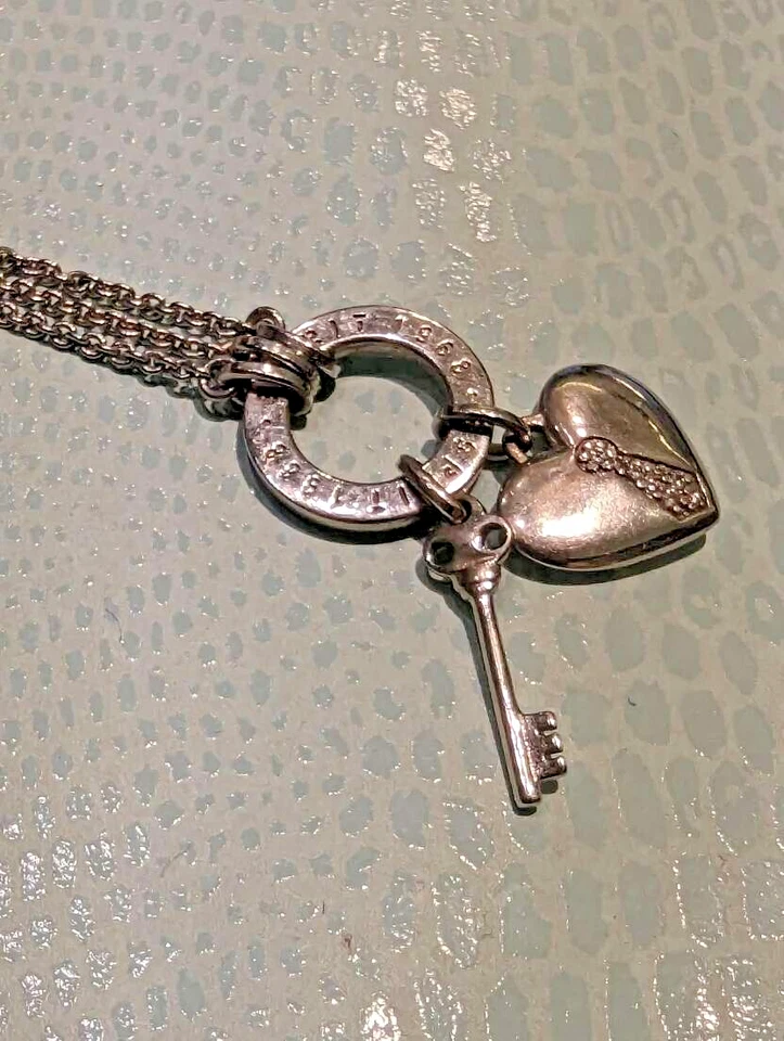 Esprit Kette 925 Silber Herz Schlüssel Zirkonia Damen elegant 8,97g - Bild 4 von 4