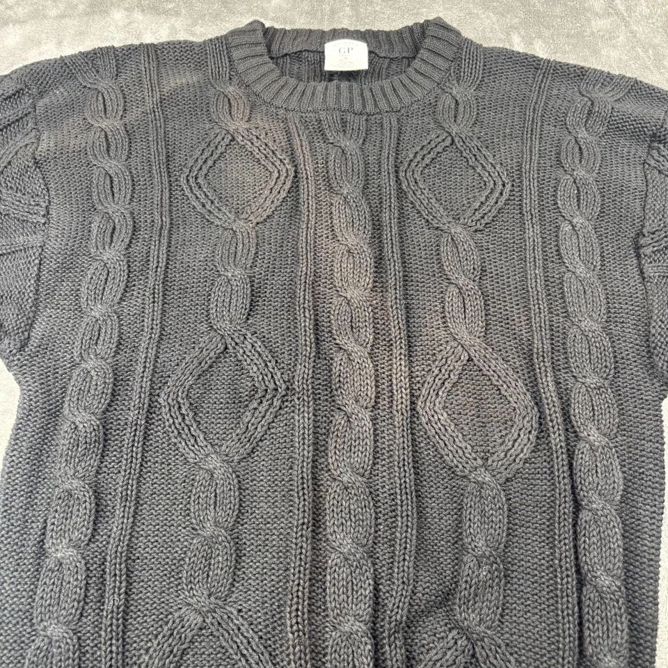 Vintage 90's Generra Sweater Mens XL Gray Ramie Cable Knit Crew Neck Fisherman - Image 3 of 4