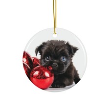 Affenpinscher Puppy - Ceramic Christmas Ornament - Printed in USA