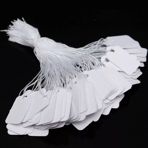 500/1000x White Garage Sale Price Tags #5 Blank Merchandise Hang String Strung - 第 7/17 張圖片