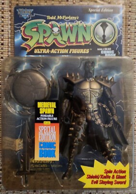 Vintage McFarlane Toys Special Gold Edition Medieval Spawn With Comic  NIP 1996