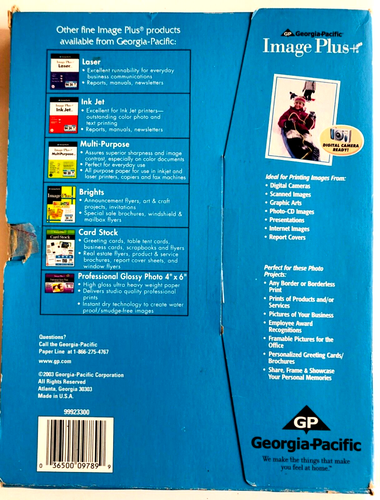 "Papel fotográfico brillante profesional Georgia-Pacific Image Plus 9 mil 100 8,5""x 11" - Imagen 2 de 2