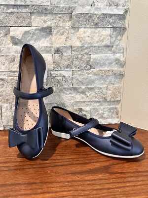 Geox Respira Girls Kids' Plie Ballet Flat Big Kid 35 EU US Navy Blue 