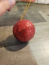 Red glitter Styrofoam ball ornament Xmas decor