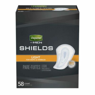 New Depend Incontinence Shields for Men Light Absorbency Guard Drips 58 Ct 