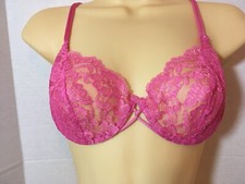 Vtg Pretty Pink Floral Lace Bra 34C Nylon Spandex Jaclyn Smith Unlined Underwire