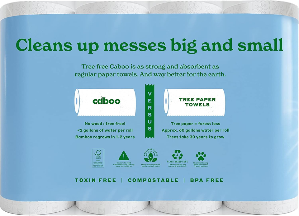 Tree Free Paper Towels, 8 Rolls, Earth Friendly Sustainable Kitchen