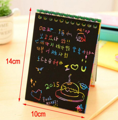 Small 10*14 cm Magic Color Rainbow Scratch Paper Note book Black 