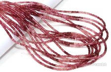 AAA Natural Pink Tourmaline Faceted Rondelle 3-4mm Gemstone Beads 16 Inch