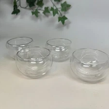 Set Of 4 Double Wall Sake  or Tea Cups  Heat Resistant Glass Keeps cold and hot!