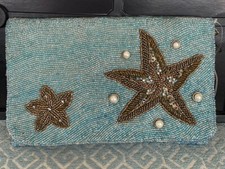 Vintage Mary Frances Beaded Starfish Envelope Clutch with Chain Strap