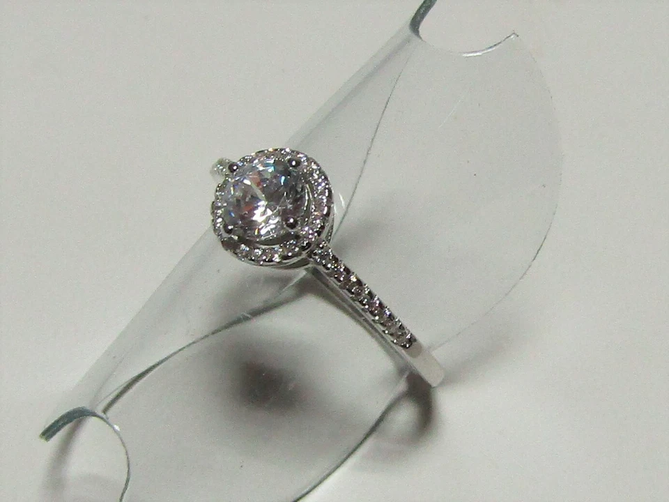 Anello SOLITARIO in ARGENTO 925 con zircone centrale tondo misura 17 / 54 - Immagine 4 di 4