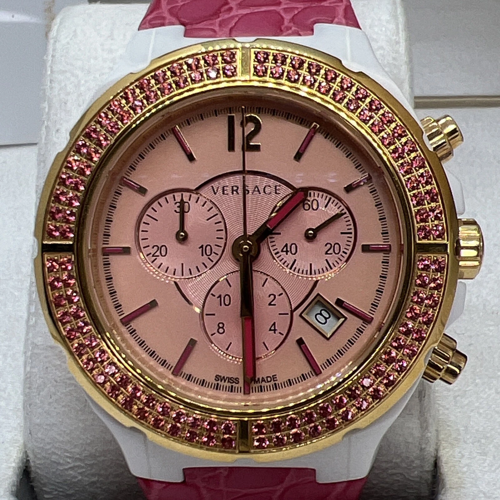 NUOVO DI ZECCA: BELLISSIMO OROLOGIO DA DONNA SWISS MADE VERSACE ROSA DV ONE CRUISE CERAMICA