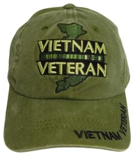 Vietnam Veteran Hat / Washed OD Green Baseball Cap OFFICIALLY LICENSED