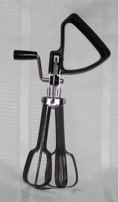 Vintage Ecko Egg Beater Rotary Hand Mixer - Black Handles - Older Non Stainless