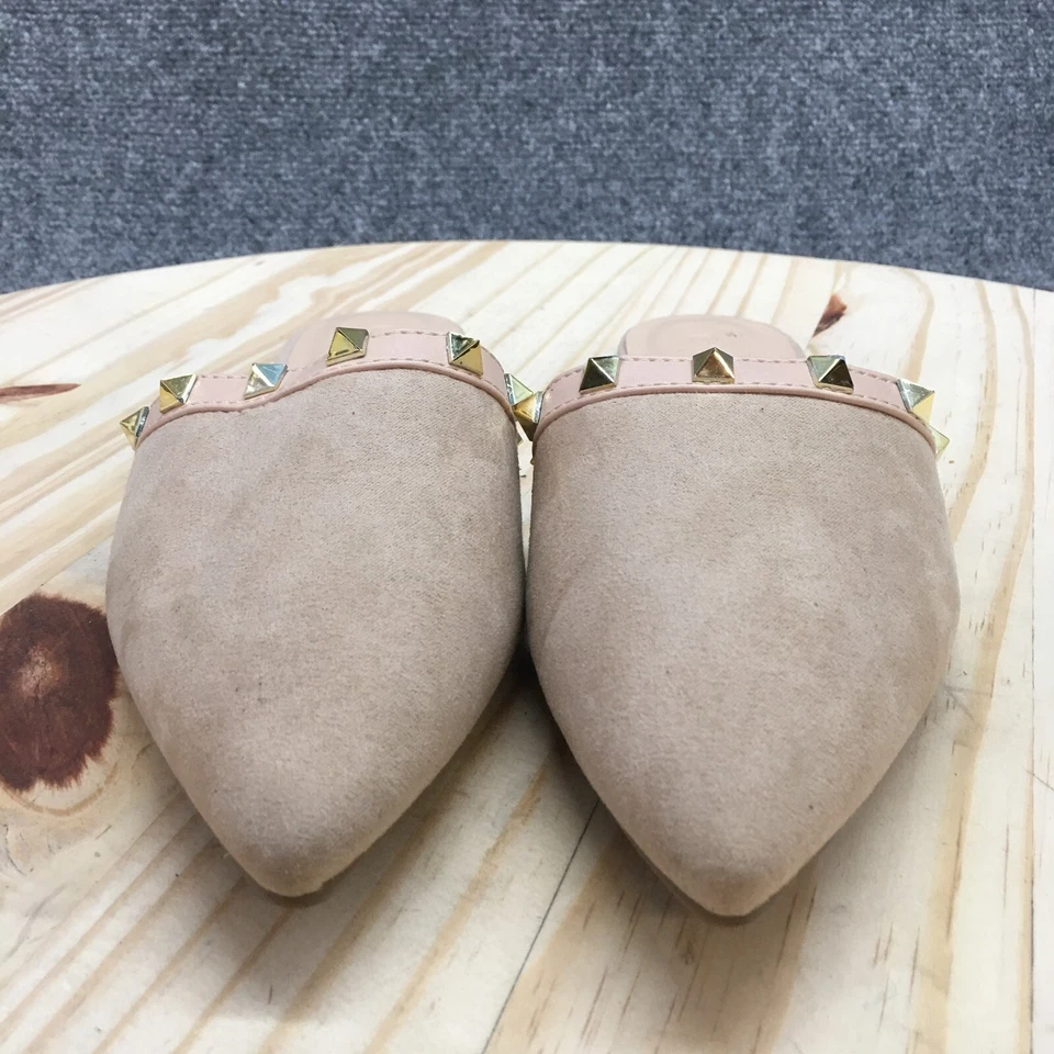 Wild Diva Lounge Sandals Womens 7 Studded Slip On Pointed Mule Flats Brown - Image 4 of 4