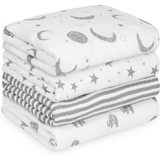 Muslin Swaddle Blankets 4Pk Receiving Blanket Large 40" x 35" Soft Cotton Baby