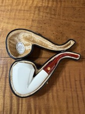 Astas Block Meerschaum Paneled Smooth Bent Stem In Fitted Case 509