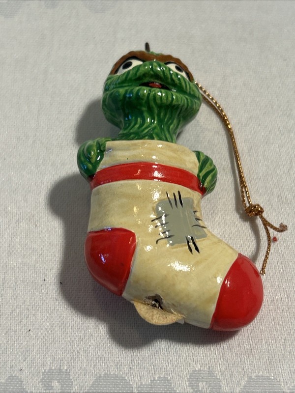 Vintage Muppets Oscar Grouch Stocking Christmas Ornament 1972 Sesame Street Xmas
