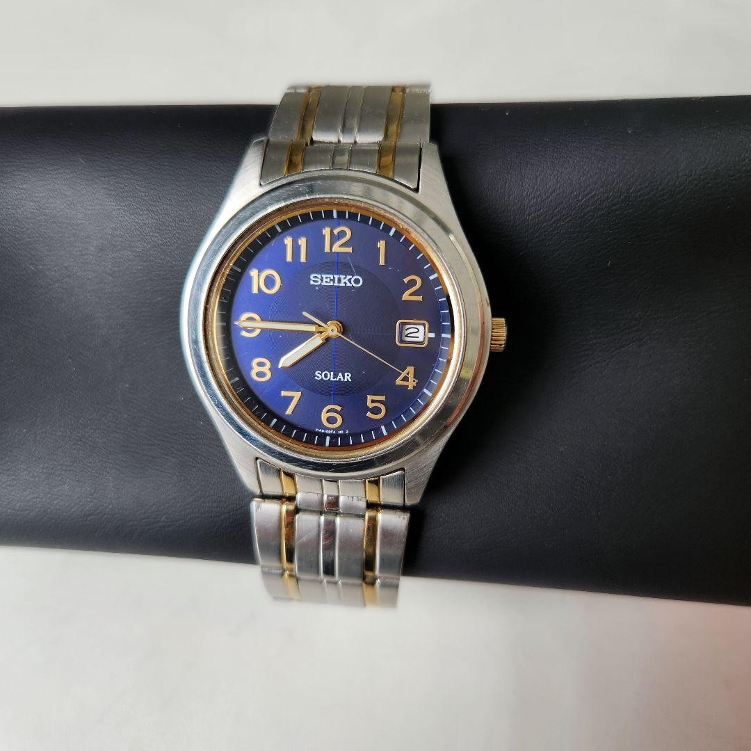 Seiko Solar-Powered Blue Dial Watch for Men and Women