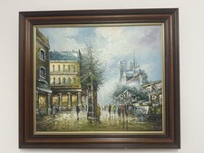 Ölgemälde Paris Notre-Dame Signiert P. Andrea Antik-Stil Prunkrahmen 72x63