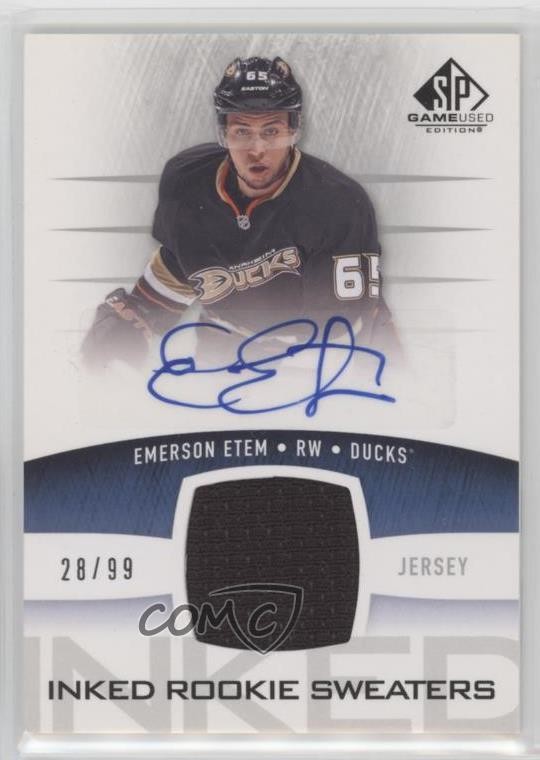 2013 SP Game Used Edition Inked Rookie Sweaters 28/99 Emerson Etem Auto RC 0c3