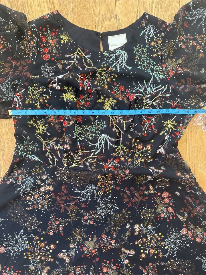 Vestido floral para mujer ModCloth con secuencia y cuentas 1x�� Foto 2 de 4
