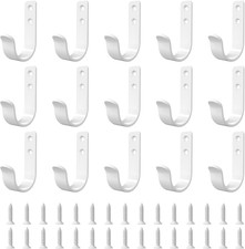 15-Pack White Metal Wall Mount Hooks for Hanging Coats Towels