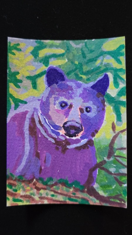 Susan Dietz Mama Bear Original Handmade Signed ACEO Bear Painting 2.5x3.5