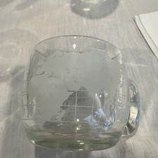 VTG MCM Nestle Clear World Globe Map Glass Coffee Cup Sets of 4