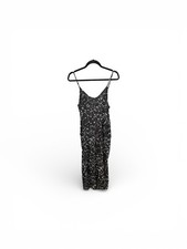 MEROKEETY Black Constellation Star Print Slip Dress Women’s Medium NWT Pockets