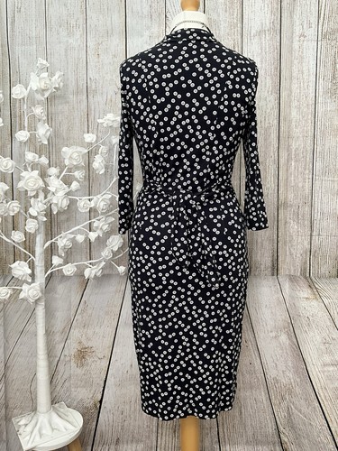Hobbs London Blue And White Stretchy Dress With Pockets And 3/4 Sleeves Size 10. - Picture 10 of 12