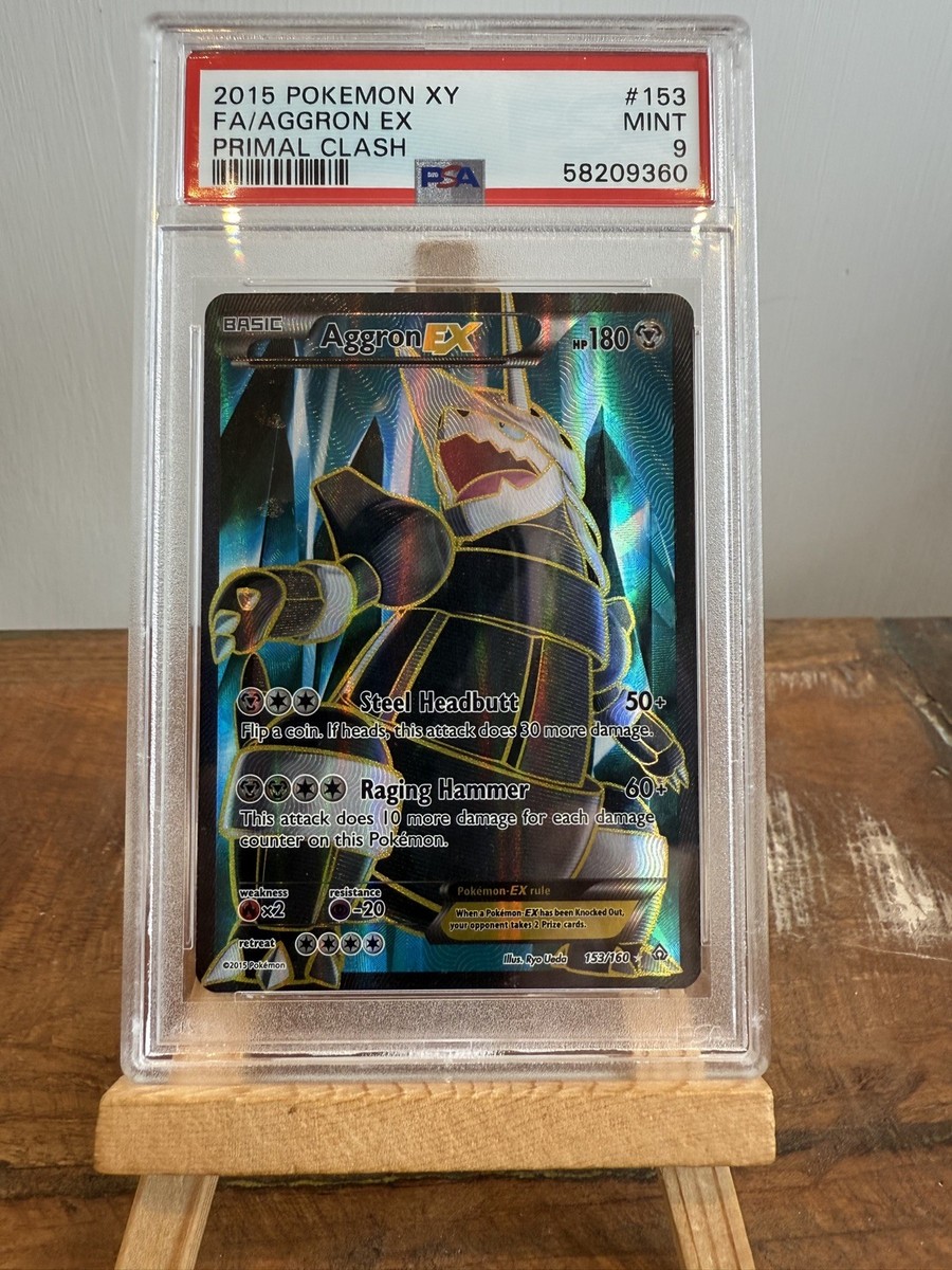 POKEMON 2015 XY Primal Clash Full Art AGGRON EX #153 PSA 9 Mint