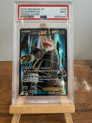 POKEMON 2015 XY Primal Clash Full Art AGGRON EX #153 PSA 9 Mint