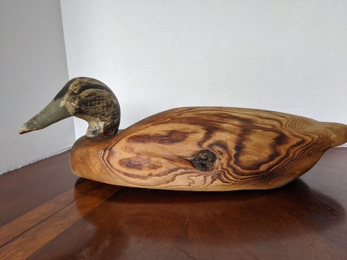 Vintage Hand Carved and Painted Wood Duck Decoy 16 Inches Long Very Nice Shape