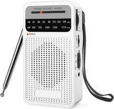 Portable Radio AM FM, Goodes Transistor with Loud Speaker, White