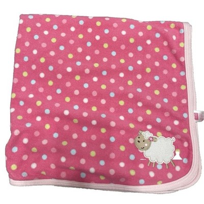 Carter's Pink Lamb Dot Blanket Fleece Sheep Receiving Green Blue Circles