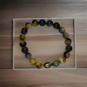 Authentic Handmade Dream Tiger Eye Bracelet 10mm Beads 14K Gold Plated