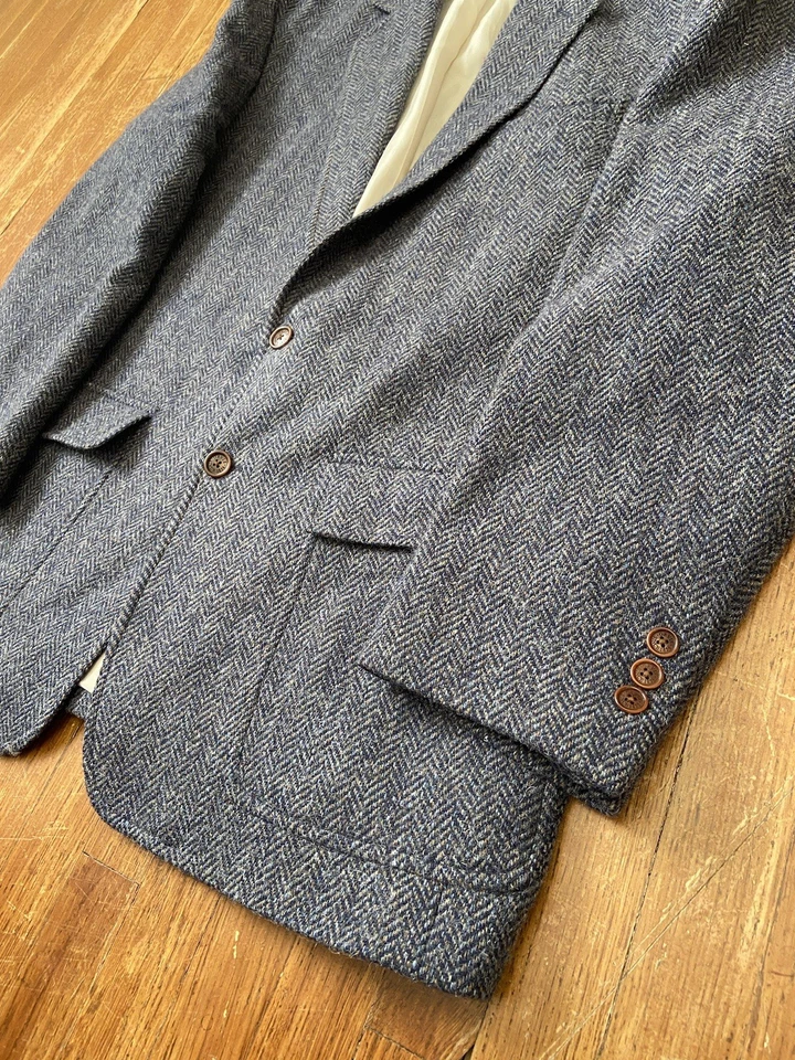 Abrigo deportivo de lana verde espiga para hombre Orvis Highland Tweed Collection 44R Foto 4 de 4