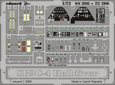 Eduard Colour Photoetch for 1/72 Curtiss SB2C-4 Helldiver for Academy kit