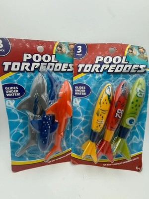 Lot of 2 Best Brands 3 pack pool torpedoes & sharks diving water toys