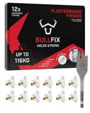 Bullfix Universal Plasterboard Fixings Heavy Duty - 12 Pack, Drywall Anchor f...