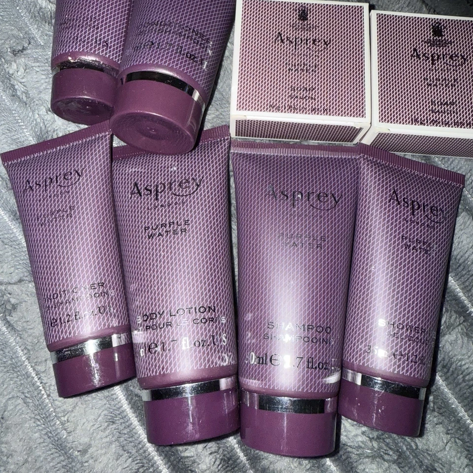 Asprey London Purple Water Travel Sizes 1.7 1.2 Soap Shampoo Conditioner Gel 825 - Image 2 of 3