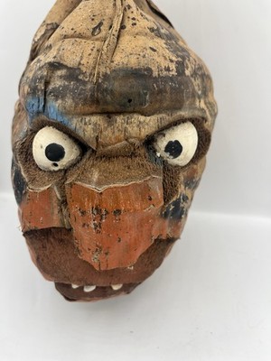 Vintage Hand-Carved Coconut Shell Tribal Head