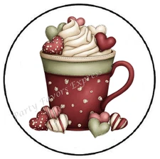 HOT COCOA CHOCOLATE VALENTINES DAY ENVELOPE SEALS LABELS STICKERS PARTY FAVOR